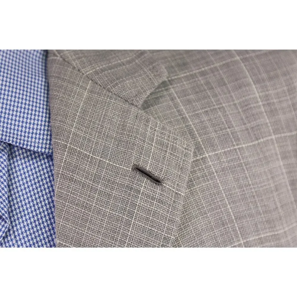 Brioni Nomentano Gray Knit Windowpane Wool Blazer Sportcoat 41R 42R